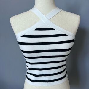White and Black Striped Halter
